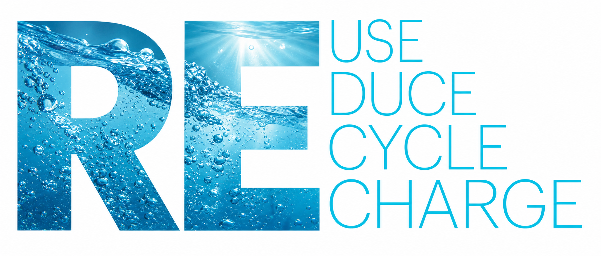 Reduce Reuse Recycle Recharge water-themed 4R visual