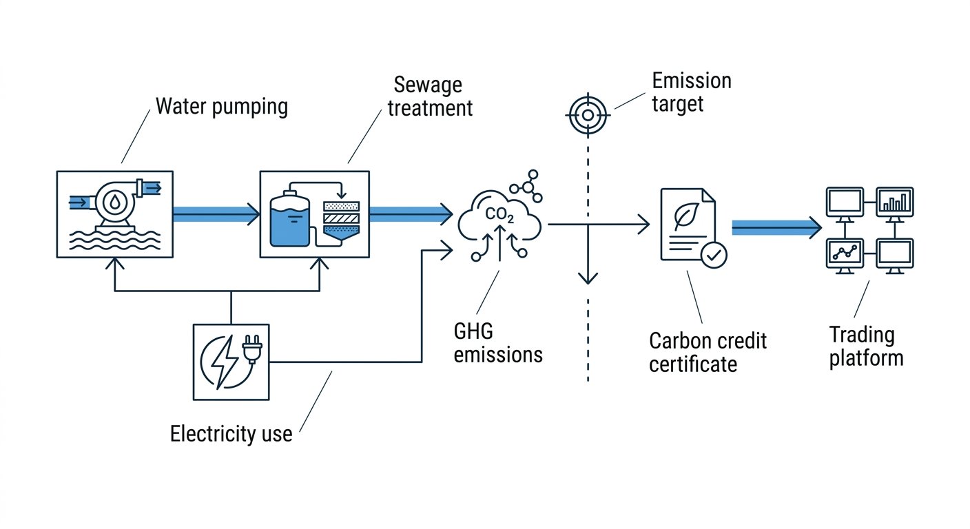 Diagram: Water-to-carbon credit flow under India's Carbon Credit Trading Scheme